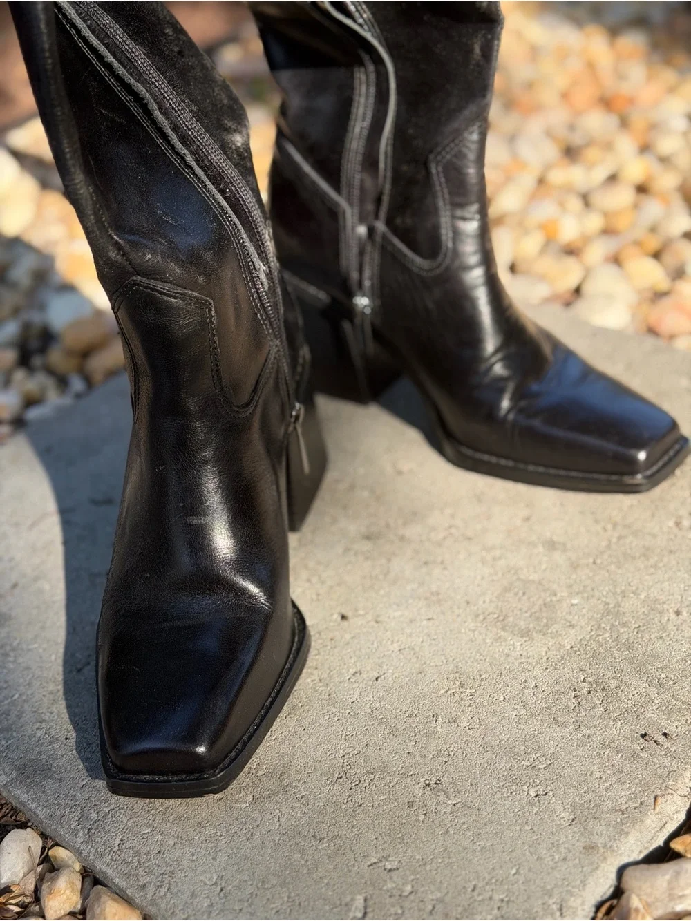 Vince Camuto Sangeti Knee-High Block Heel Leather Boots